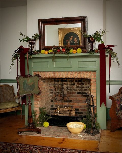 A decorated fireplace